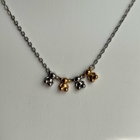 Handmade Jewelry - Elegant Two-Tone Bear Pendant Necklace